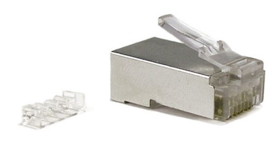 Фотография товара 'Hyperline Разъем RJ-45 под витую пару 10Gb категория 6A PLUG-8P8C-UV-C6A-SH-50'