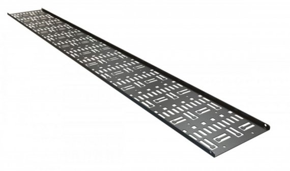 Фотография товара 'Hyperline Перфорированный вертикальный кабельный организатор-лоток 150х9 мм, высотой 2090 мм, для шкафа высотой 47U, CDV-150x9-47U-RAL9005'