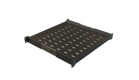 Фотография товара 'Hyperline Полка выдвижная c 19'' креплением, глубина 800 мм, нагрузка до 20 кг, для шкафов TTB глубиной 1000-1200мм, TSS3-800-RAL9004'