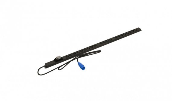 Фотография товара 'Hyperline 480321 SHE-21SH-2B-3PVB Блок розеток, вертикальный, 21 розетка Schuko, 2 автоматических выключателя'