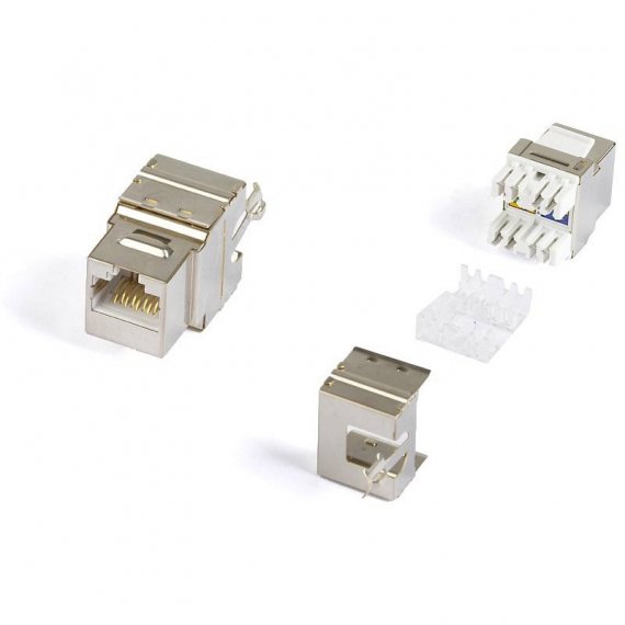 Фотография товара 'Hyperline 29845 KJ5-8P8C-C6-180-SH-F-WH (High-Bandwidth applications) Вставка Keystone Jack RJ-45(8P8C)'