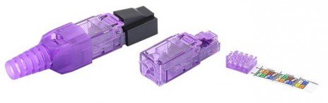 Фотография товара 'Hyperline Разъем RJ-45 (8P8C) под витую пару, полевая заделка, категория 6, неэкранированный, для одножильного кабеля, PLUD-8P8C-S-C6-VL'