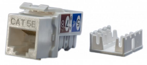 Фотография товара 'Hyperline Вставка Keystone Jack RJ-45(8P8C), категория 5e, KJ9-8P8C-C5e-90-WH'