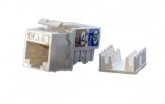 Фотография товара 'Hyperline Вставка Keystone Jack RJ-45(8P8C), категория 6, KJ9-8P8C-C6-90-WH'
