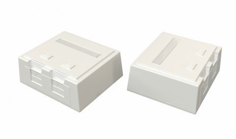 Фотография товара 'Hyperline Корпус настенной розетки для установки 2-х вставок типа Keystone Jack, со шторкой, SBB4-2-WH'