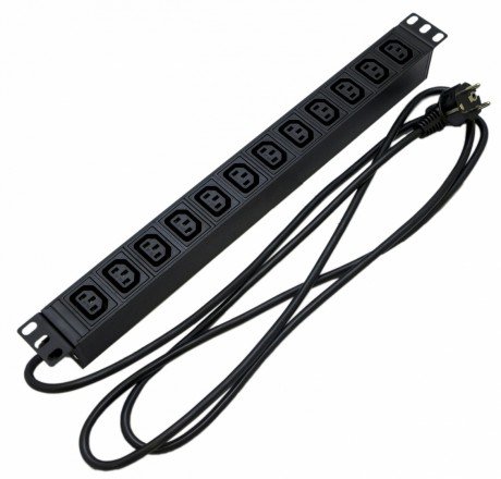 Фотография товара 'Hyperline Блок розеток для 19" шкафов, горизонтальный, 12xIEC 320 C13 (10A), 250В, кабель питания 3х1.5мм2, SHE19-12IEC-2.5EU'