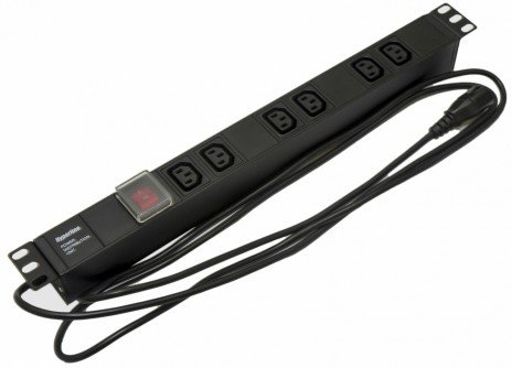 Фотография товара 'Hyperline Блок розеток для 19" шкафов, горизонтальный, с выключателем с подсветкой, 6хIEC 320 C13, 10A, 250В, SHE19-6IEC-S-2.5IEC'