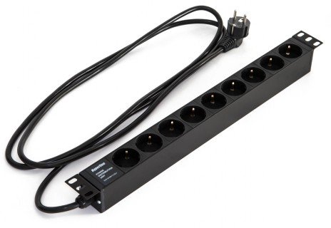 Фотография товара 'Hyperline Блок розеток для 19" шкафов, горизонтальный, 9 розеток Schuko (16A), 250В, кабель питания 3х1.5мм2, SHE19-9SH-2.5EU'