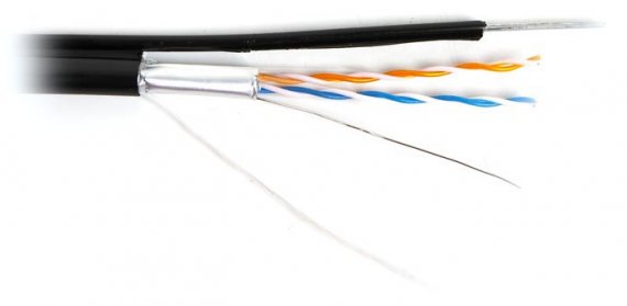 Фотография товара 'Hyperline Кабель витая пара, экранированная F/UTP, категория 5 FUTP2-C5-S24-SW-OUT-PE-BK-500'