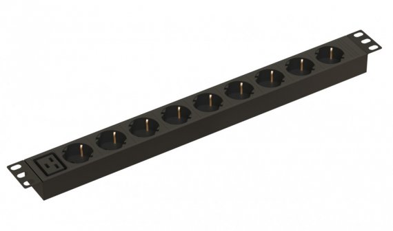 Фотография товара 'Hyperline 457320 SHE19-9SH-AIEC Блок розеток для 19" шкафов, горизонтальный, 9 розеток Schuko'