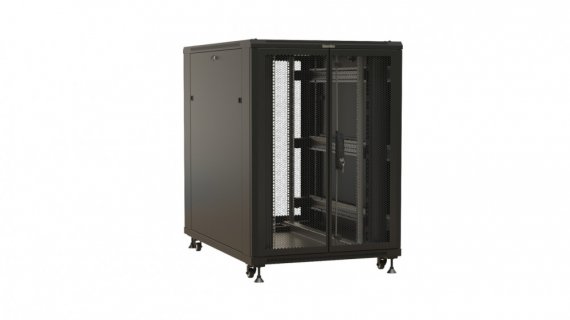 Фотография товара 'Hyperline 537153 TTBR-2281-DD-RAL9004 Шкаф напольный 19-дюймовый, 22U, 1100x800х1000 мм'