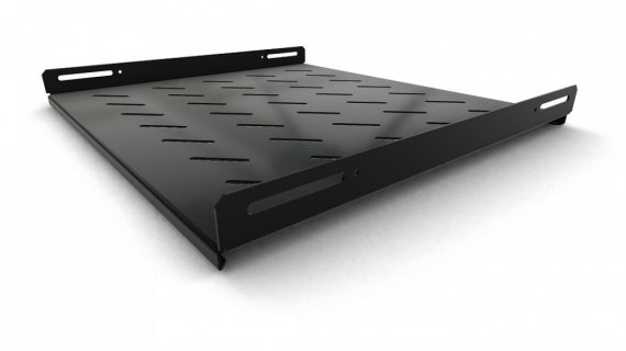 Фотография товара 'Hyperline 397121 TSH3L-450-RAL9004 Полка стационарная, глубина 450 мм, с боковым креплением'