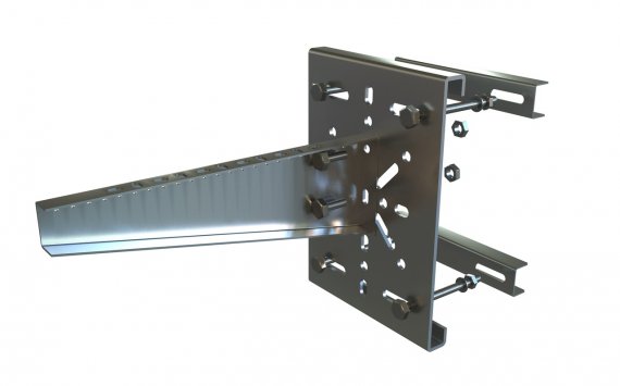 Фотография товара 'Hyperline 530956 RMF-MKL-150-210-2,0-SZ Монтажный комплект для фиксации пластины к опорам ограждения 150х210 толщ. 2,0 мм.'