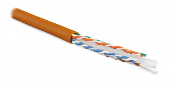 Фотография товара 'Hyperline Кабель витая пара U/UTP, категория 6, 4 пары (23 AWG) UUTP4-C6-S23-IN-LSZH-OR-305'