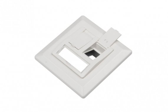 Фотография товара 'Hyperline 235097 FP-GTF-2AS-WH Рамка 80х80, для двух вставок формата Keystone Jack'