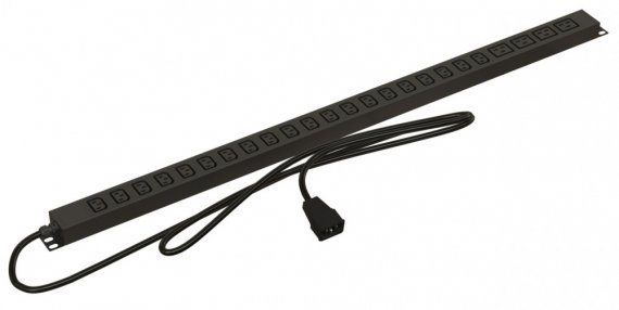 Фотография товара 'Hyperline 483395 SHE-20IEC-4BIEC-2.5AIEC Блок розеток, вертикальный, 20 розеток IEC320 C13, 4 розетки IEC320 C19'