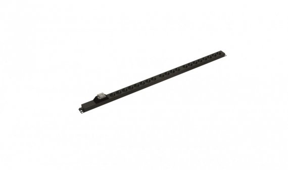 Фотография товара 'Hyperline 488077 SHE-20SH-B-CB Блок розеток вертикальный, 20 розеток Schuko, автоматический выключатель'