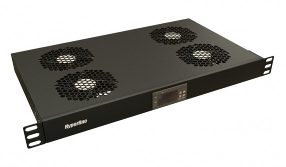 Фотография товара 'Hyperline 506150 TRFA-WB-MICR-4F-RAL9004 Модуль вентиляторный 19", 1U, глубиной 290мм'