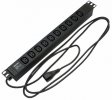 Hyperline Блок розеток для 19" шкафов, горизонтальный, 10хIEC 320 C13, 10A, 250В, кабель питания 3х1.0мм2, SHE19-10IEC-2.5IEC