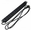 Hyperline Блок розеток для 19" шкафов, горизонтальный, 12xIEC 320 C13 (10A), 250В, кабель питания 3х1.5мм2, SHE19-12IEC-2.5EU