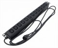 Hyperline Блок розеток для 19" шкафов, горизонтальный, 12хIEC 320 C13, 10A, 250В, кабель питания 3х1.0мм2, SHE19-12IEC-2.5IEC