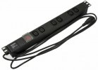 Hyperline Блок розеток для 19" шкафов, горизонтальный, с выключателем с подсветкой, 6хIEC 320 C13, 10A, 250В, SHE19-6IEC-S-2.5IEC
