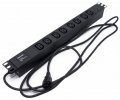 Hyperline Блок розеток для 19" шкафов, горизонтальный, 8хIEC 320 C13, 10A, 250В, кабель питания 3х1.0мм2, SHE19-8IEC-2.5IEC