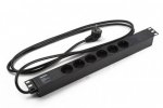 Hyperline Блок розеток для 19" шкафов, горизонтальный, 6 розеток Schuko (16A), 250В, кабель питания 3х1.5мм2, SHE19-6SH-2.5EU