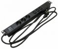 Hyperline Блок розеток для 19" шкафов, горизонтальный, 3хSchuko+3xIEC 320 C13, 16A, 250В, SHE19-3SH-3IEC-2.5EU